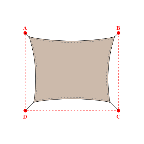 Voile d'ombrage rectangle en Soltis Lounge 96 Sandy beige 96-2135 - 5,49x4,19x4,89x4,19m