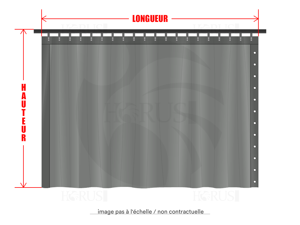 Rideau de séparation sur mesure en Membrane PVC 670gr/m² Gris clair RAL 7038 - 4.85x2.4m