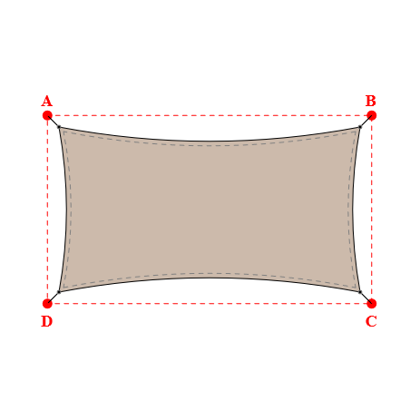 Voile d'ombrage rectangle en Soltis Lounge 96 Sandy beige 96-2135 - 6,64x3,64x6,64x3,64m