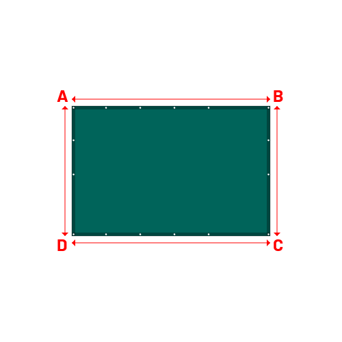 Bâche plate rectangle sur mesure en Membrane PVC 670gr/m² Vert industrie RAL 6026 - 2.90x1.90m