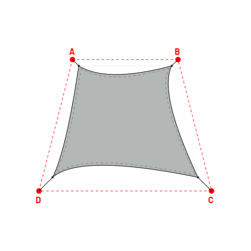 Voile d'ombrage trapèze en Soltis Lounge 96 Galet 96-2171 - 3,77x4,69x5,89x4,69m