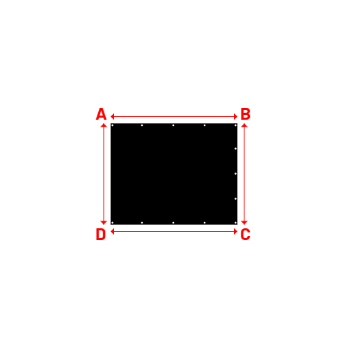 Bâche plate rectangle sur mesure en Membrane PVC 670gr/m² Noir RAL 9005 - 1.82x1.45m