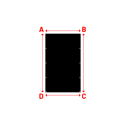 Bâche plate rectangle sur mesure en Membrane PVC 670gr/m² Noir RAL 9005 - 1.20x2.00m