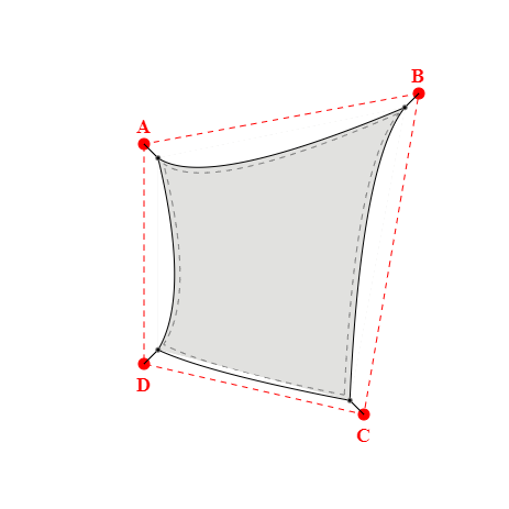 Voile d'ombrage trapèze en Soltis Perform 92 nuage 92-50272 - 4,49x5,49x3,49x3,49m