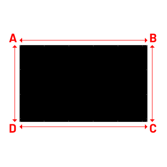 Bâche plate rectangle sur mesure en Membrane PVC 670gr/m² Noir RAL 9005 - 5.00x3.00m