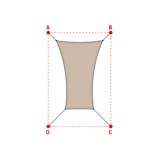 Voile d'ombrage rectangle en Soltis Lounge 96 Sandy beige 96-2135 - 1,49x2,19x0,89x2,19m