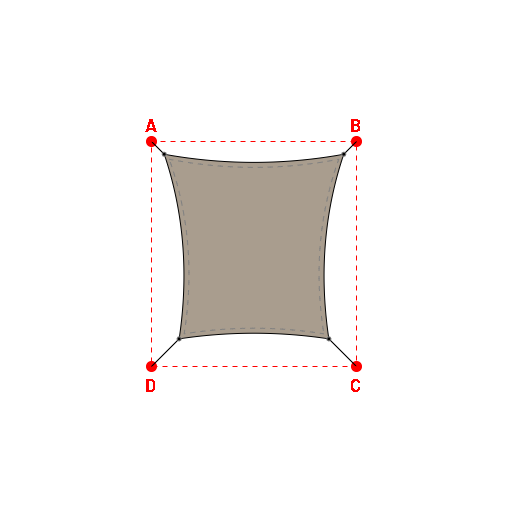 Voile d'ombrage rectangle en Soltis Lounge 96 Taupe 96-50850 - 3,59x3,69x2,99x3,69m