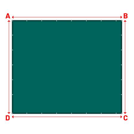 Bâche plate rectangle sur mesure en Membrane PVC 670gr/m² Vert industrie RAL 6026 - 4.00x3.40m