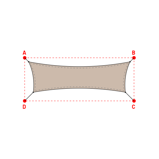 Voile d'ombrage rectangle en Soltis Lounge 96 Sandy beige 96-2135 - 6,49x1,95x5,89x1,95m