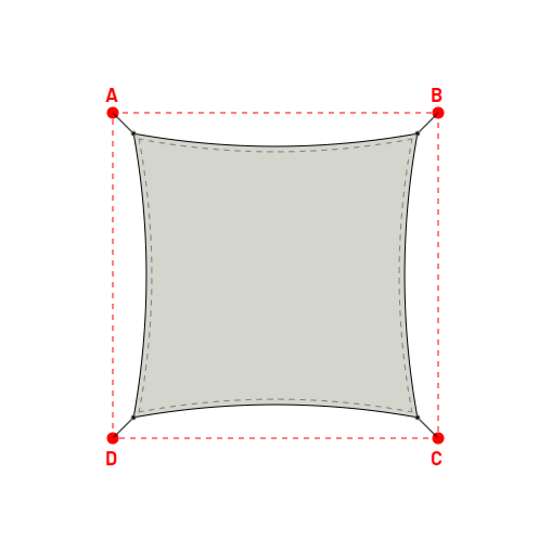 Voile d'ombrage rectangle en Soltis Perform 92 Galet 92-2171 - 3,49x3,49x3,49x3,49m