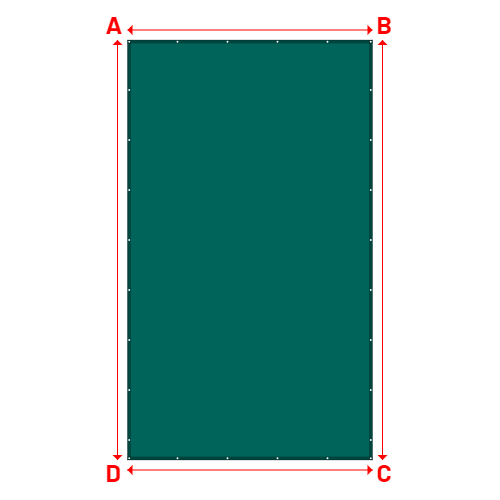 Bâche plate rectangle sur mesure en Membrane PVC 670gr/m² Vert industrie RAL 6026 - 3.50x6.00m