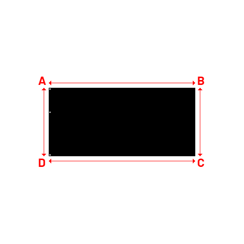 Bâche plate rectangle sur mesure en Membrane PVC 670gr/m² Noir RAL 9005 - 3.00x1.40m