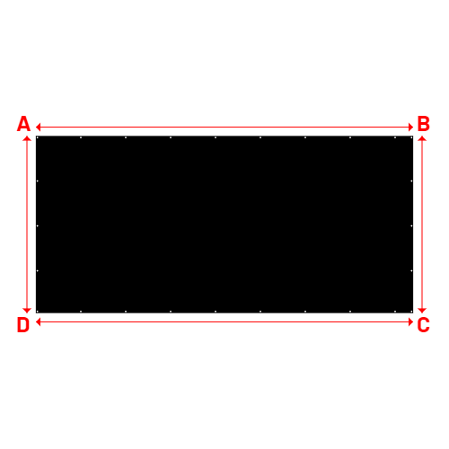 Bâche plate rectangle sur mesure en Membrane PVC 670gr/m² Noir RAL 9005 - 6.40x3.00m