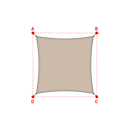 Voile d'ombrage carrée en Soltis Lounge 96 Sandy beige 96-2135 - 4,49x4,49x4,49x4,49m