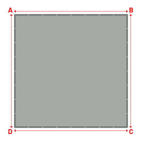 Bâche plate rectangle sur mesure en Membrane PVC 670gr/m² Gris clair RAL 7038 - 4.00x4.00m