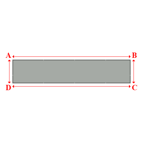 Bâche plate rectangle sur mesure en Membrane PVC 670gr/m² Gris clair RAL 7038 - 7.50x1.50m