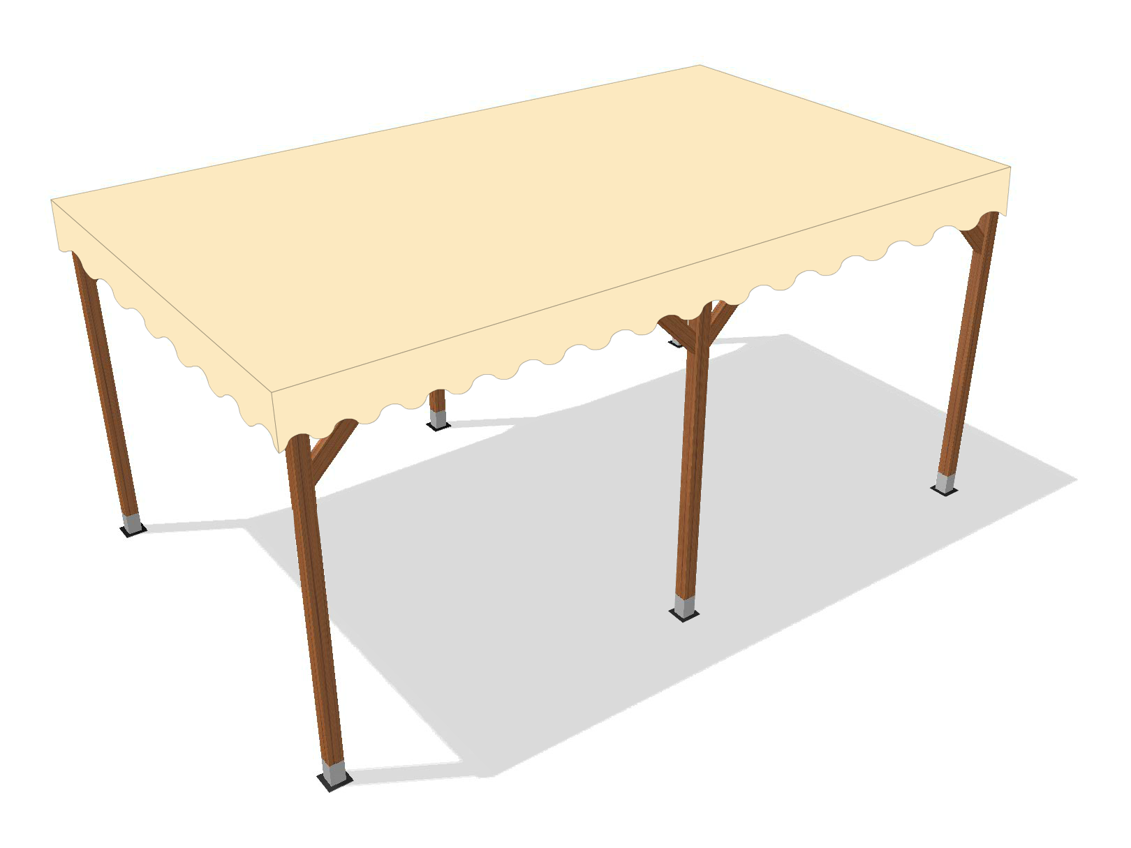 Bâche pour pergola bois sur pieds sans débord en Membrane PVC 670gr/m² Beige ral 1015