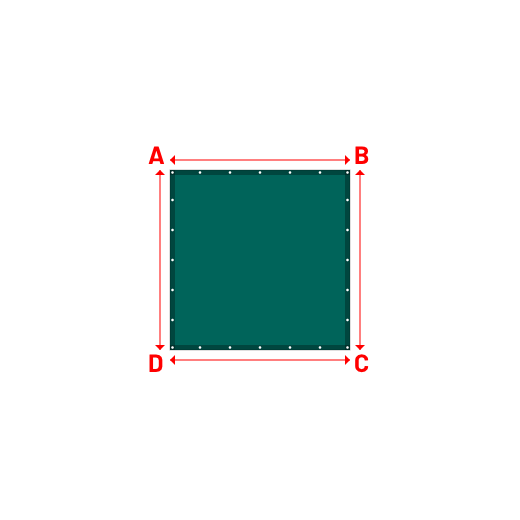 Bâche plate rectangle sur mesure en Membrane PVC 670gr/m² Vert industrie RAL 6026 - 1.80x1.80m