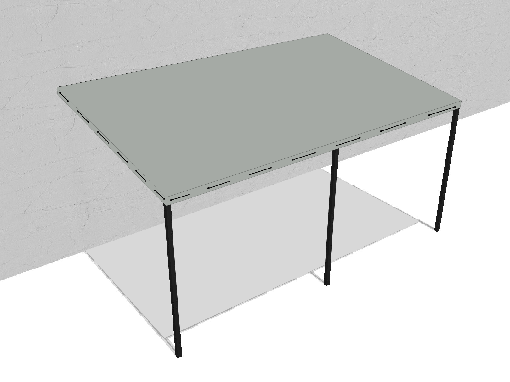 Bâche pour pergola métallique murale droite en Membrane PVC 670gr/m² Gris clair RAL 7038