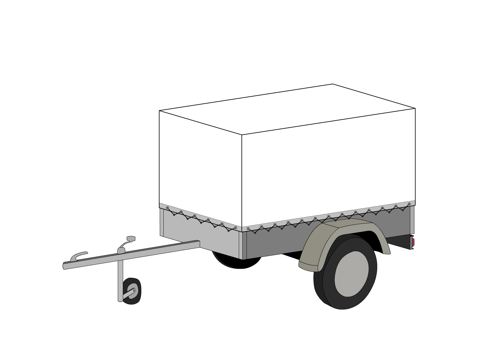 Bâche pour remorque bagagère Haute droite en Protect covert 905F3 900gr/m², toile PVC Etanche Blanc