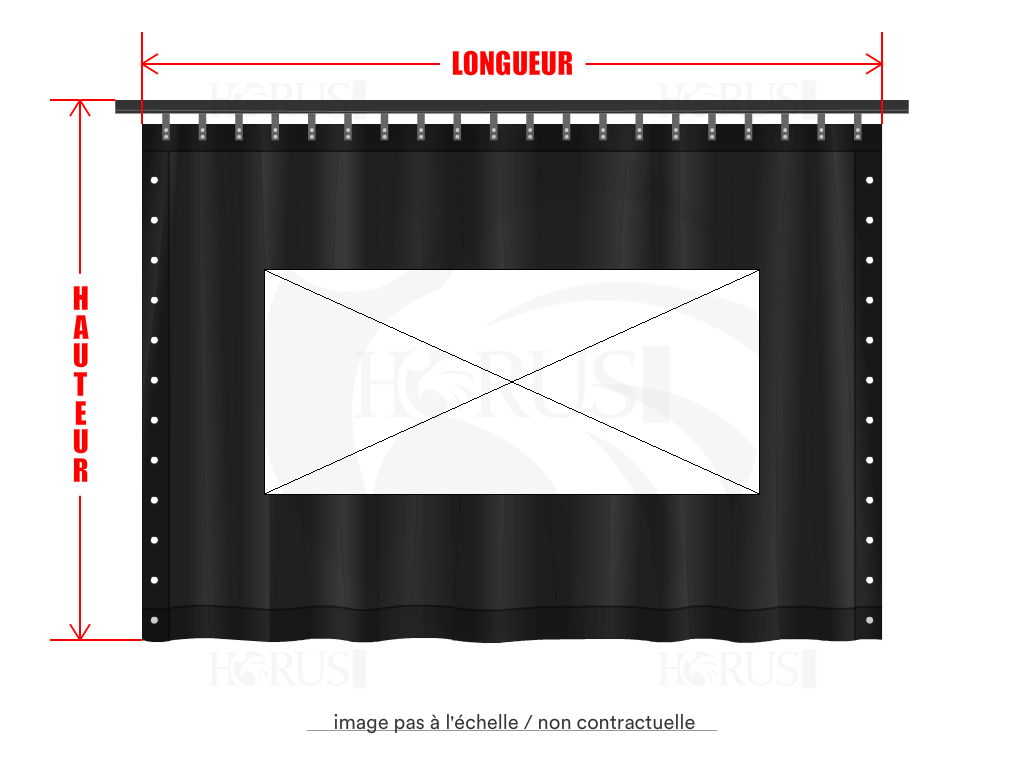 Rideau de séparation sur mesure en Membrane PVC 670gr/m² Noir RAL 9005 - 6x3m