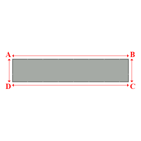 Bâche plate rectangle sur mesure en Membrane PVC 670gr/m² Gris clair RAL 7038 - 7.50x1.50m