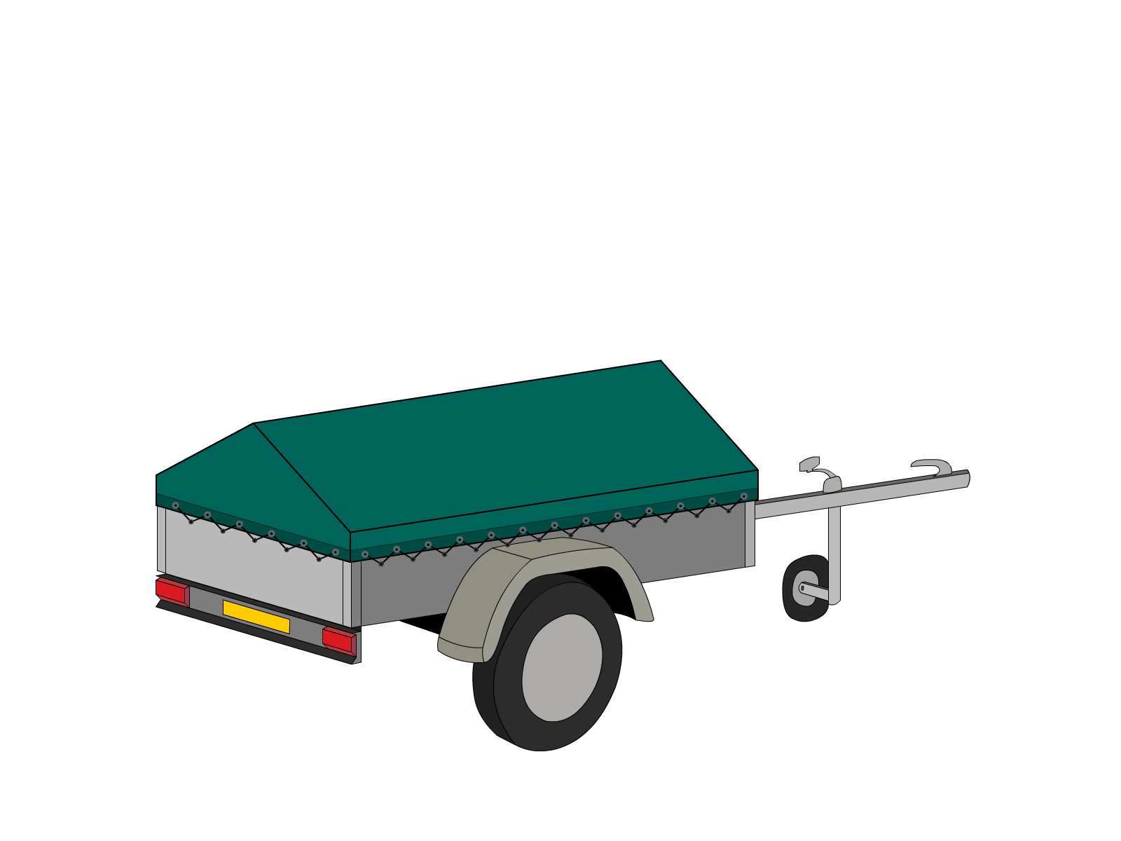 Bâche pour remorque bagagère Basse flèche en Membrane PVC 670gr/m² Vert industrie RAL 6026