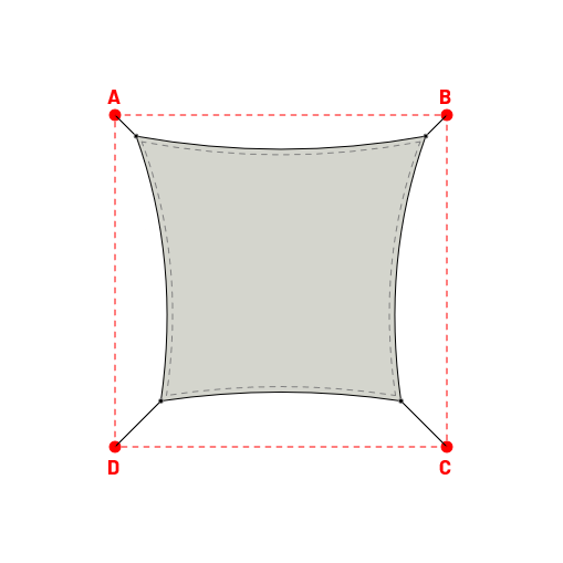 Voile d'ombrage carrée en Soltis Perform 92 Galet 92-2171 - 3,49x3,19x2,89x3,19m