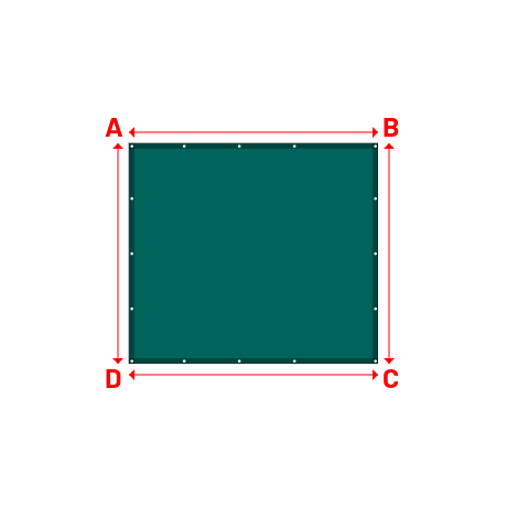 Bâche plate rectangle sur mesure en Membrane PVC 670gr/m² Vert industrie RAL 6026 - 2.26x2.00m