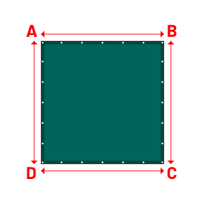 Bâche plate rectangle sur mesure en Membrane PVC 670gr/m² Vert industrie RAL 6026 - 1.80x1.80m