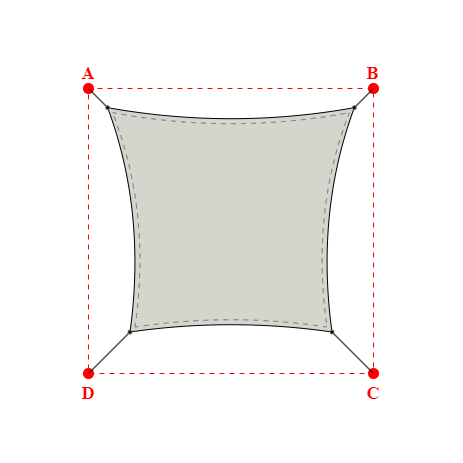 Voile d'ombrage carrée en Soltis Perform 92 Galet 92-2171 - 3,29x2,99x2,69x2,99m