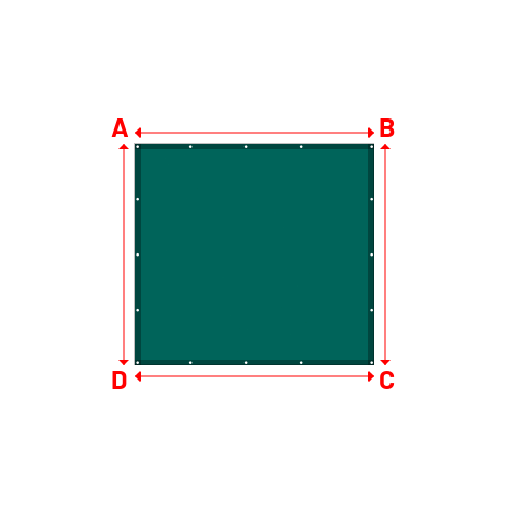 Bâche plate rectangle sur mesure en Membrane PVC 670gr/m² Vert industrie RAL 6026 - 2.16x2.00m