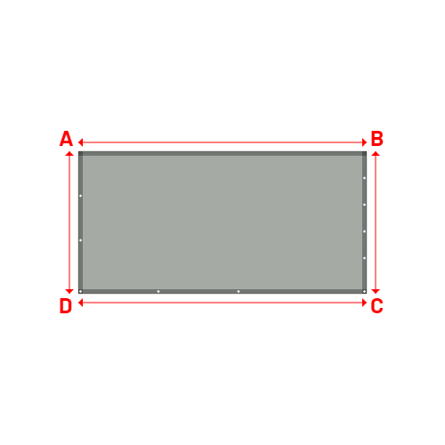 Bâche plate rectangle sur mesure en Membrane PVC 670gr/m² Gris clair RAL 7038 - 3.24x1.60m