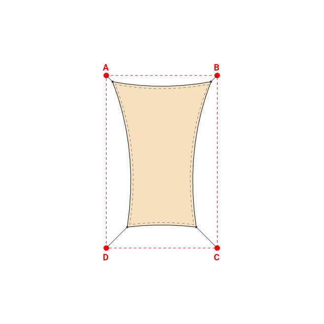 Voile d'ombrage rectangle en Soltis Lounge 96 Vanille 96-8861 - 3,99x5,89x2,80x5,89m