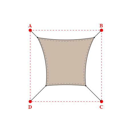 Voile d'ombrage carrée en Soltis Lounge 96 Sandy beige 96-2135 - 1,99x1,69x1,39x1,69m