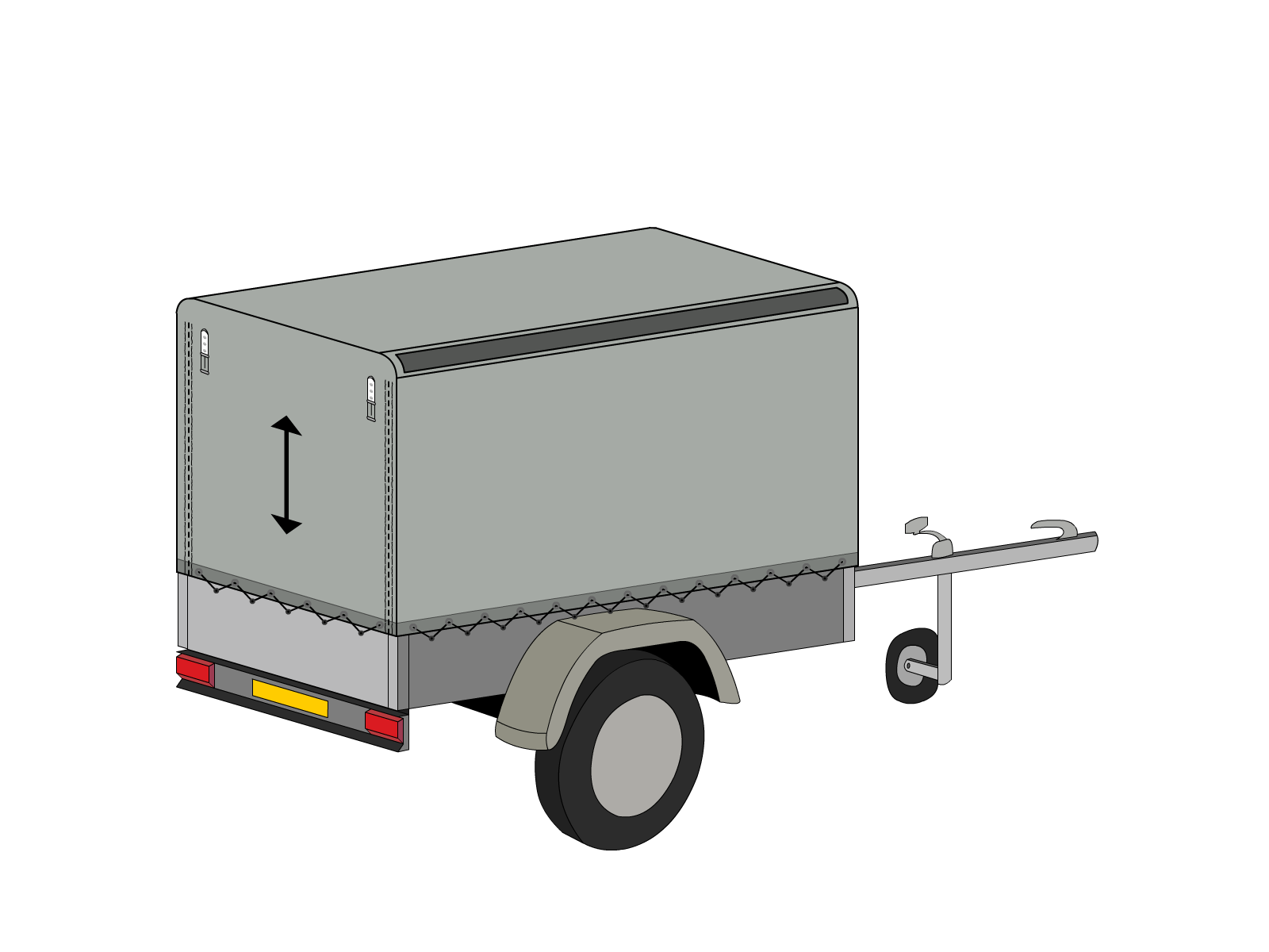 Bâche pour remorque bagagère Bord arrondi droite en Membrane PVC 670gr/m² Gris clair RAL 7038