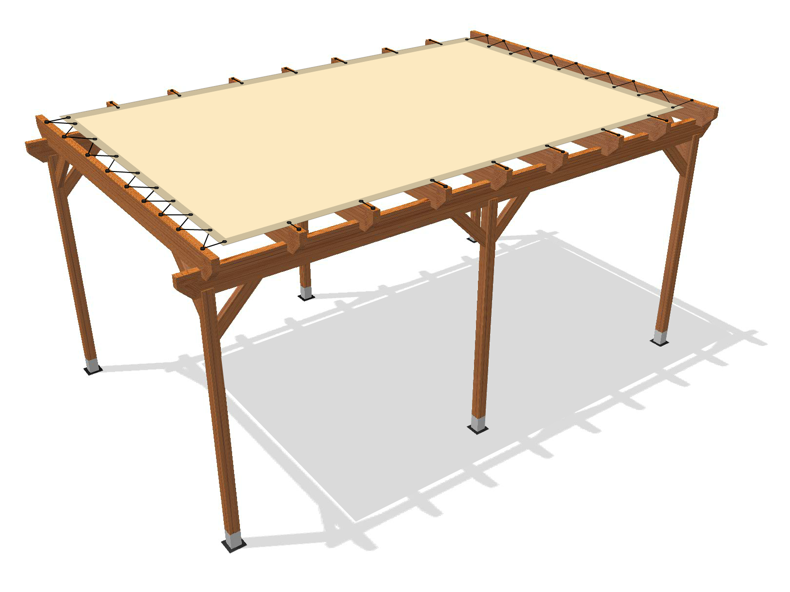 Bâche pour pergola bois sur pieds sans débord en Membrane PVC 670gr/m² Beige ral 1015