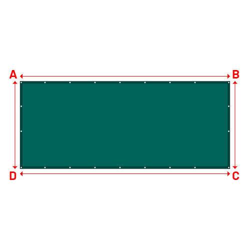 Bâche plate rectangle sur mesure en Membrane PVC 670gr/m² Vert industrie RAL 6026 - 4.20x1.75m