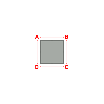 Bâche plate rectangle sur mesure en Membrane PVC 670gr/m² Gris clair RAL 7038 - 1.00x1.00m