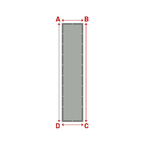 Bâche plate rectangle sur mesure en Membrane PVC 670gr/m² Gris clair RAL 7038 - 0.73x3.40m