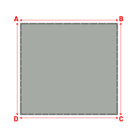 Bâche plate rectangle sur mesure en Membrane PVC 670gr/m² Gris clair RAL 7038 - 3.40x3.20m