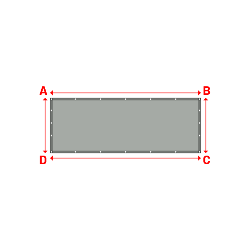 Bâche plate rectangle sur mesure en Membrane PVC 670gr/m² Gris clair RAL 7038 - 3.00x1.10m