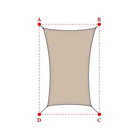 Voile d'ombrage rectangle en Soltis Lounge 96 Sandy beige 96-2135 - 3,49x5,19x2,89x5,19m