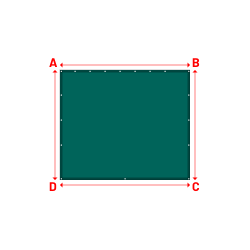 Bâche plate rectangle sur mesure en Membrane PVC 670gr/m² Vert industrie RAL 6026 - 2.60x2.20m