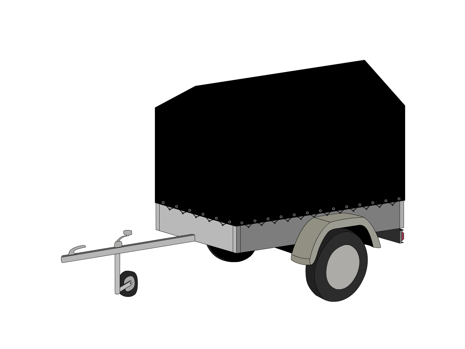 Bâche pour remorque bagagère Haute flèche en Membrane PVC 670gr/m² Noir RAL 9005