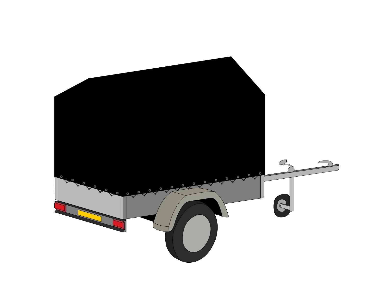 Bâche pour remorque bagagère Haute flèche en Membrane PVC 670gr/m² Noir RAL 9005