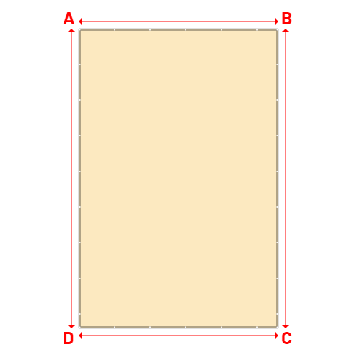 Bâche plate rectangle sur mesure en Membrane PVC 670gr/m² Beige ral 1015 - 4.00x6.00m