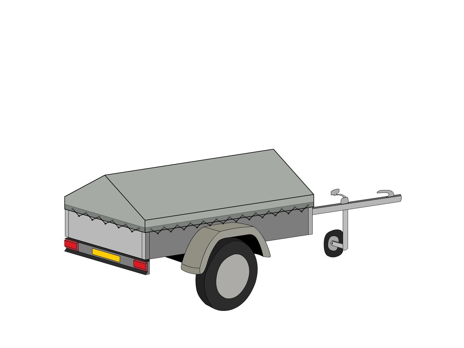 Bâche pour remorque bagagère Basse flèche en Membrane PVC 670gr/m² Gris clair RAL 7038