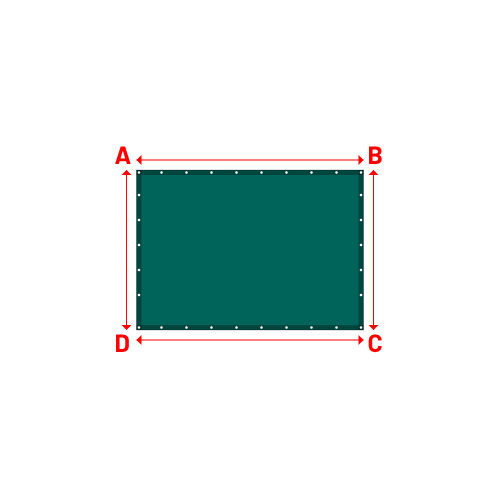 Bâche plate rectangle sur mesure en Membrane PVC 670gr/m² Vert industrie RAL 6026 - 2.27x1.60m