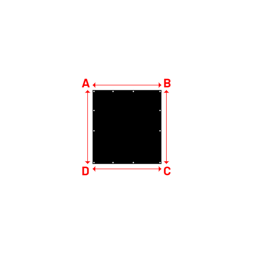 Bâche plate rectangle sur mesure en Membrane PVC 670gr/m² Noir RAL 9005 - 1.35x1.45m